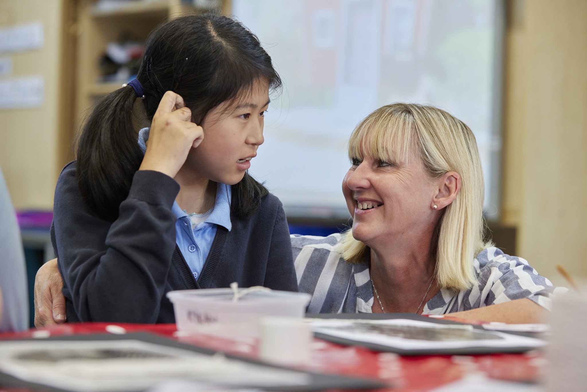 Pupil and support staff member