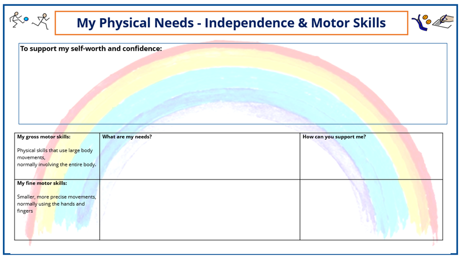 My Physical Needs template (Independence & Motor skills)